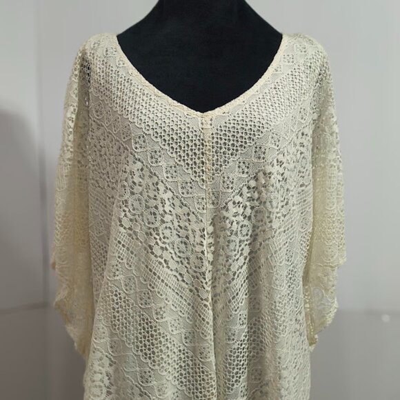 New Directions Lace Overlay Women's Blouse Size 2 XL Cream New with Tags - Picture 1 of 9